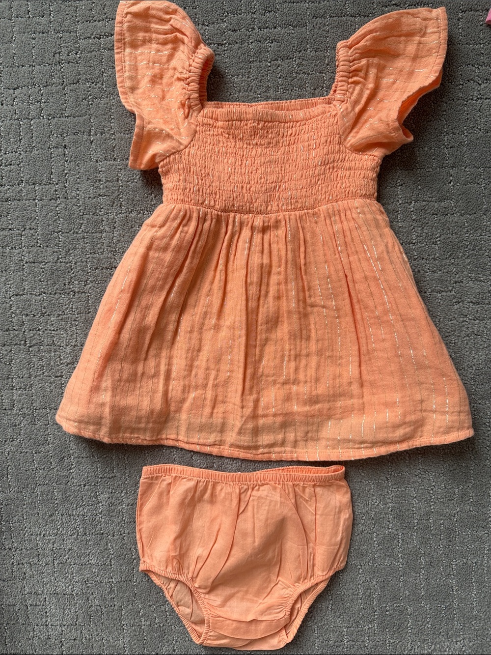 Cat & Jack Peach Smocked Flutter Dress with Matching Bloomers